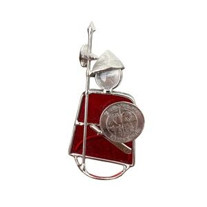 Unique Soldier Coin Shield Red Glass Iceland 1 Kronur 1976 Collectible